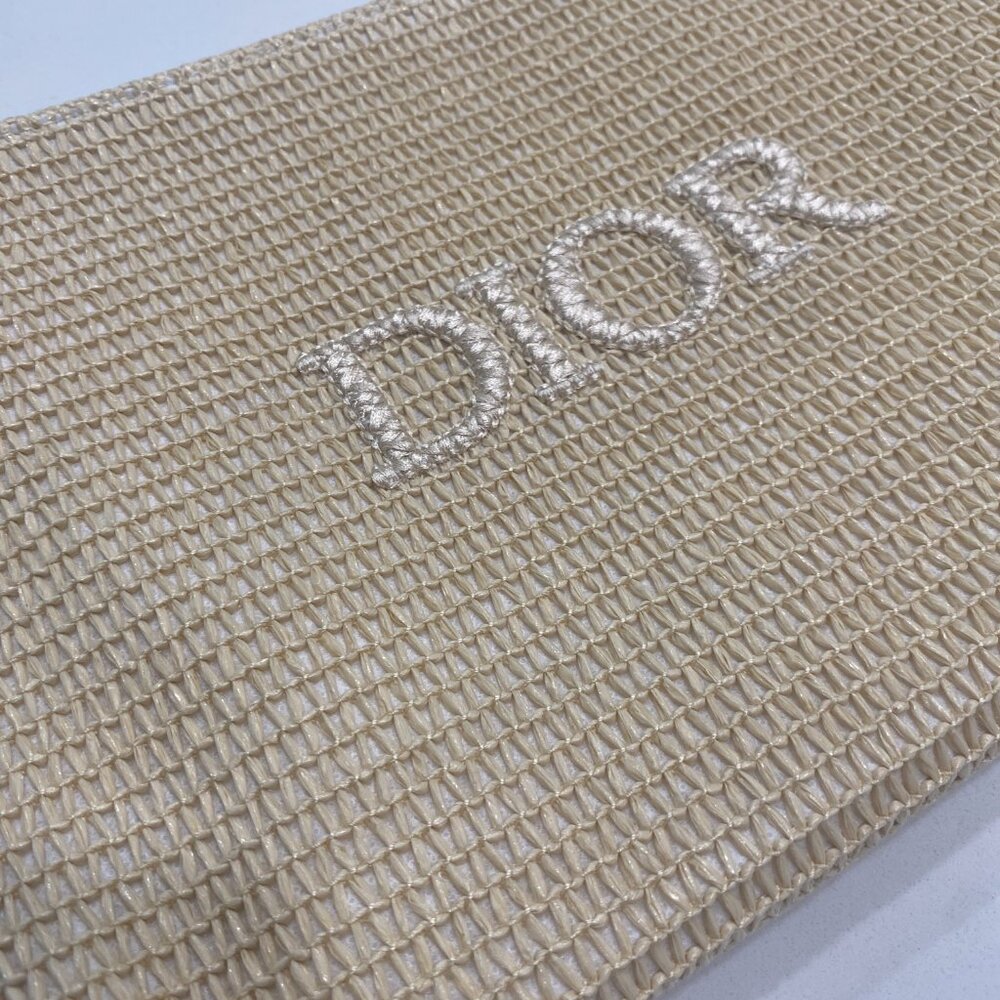 Dior Rattan Beige Raffia Cosmetic Pouch